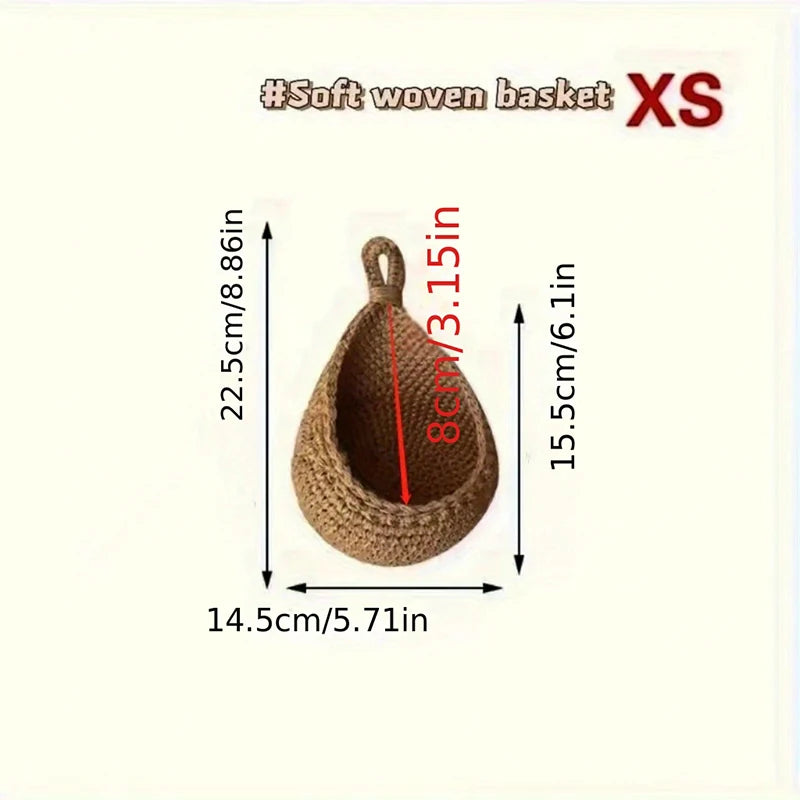 Size guide showing large and medium hanging wicker baskets