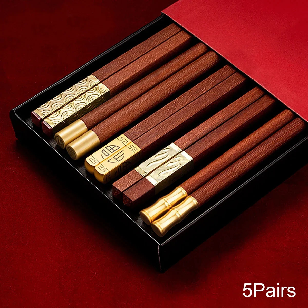 Multi-size chopstick gift sets in red packaging