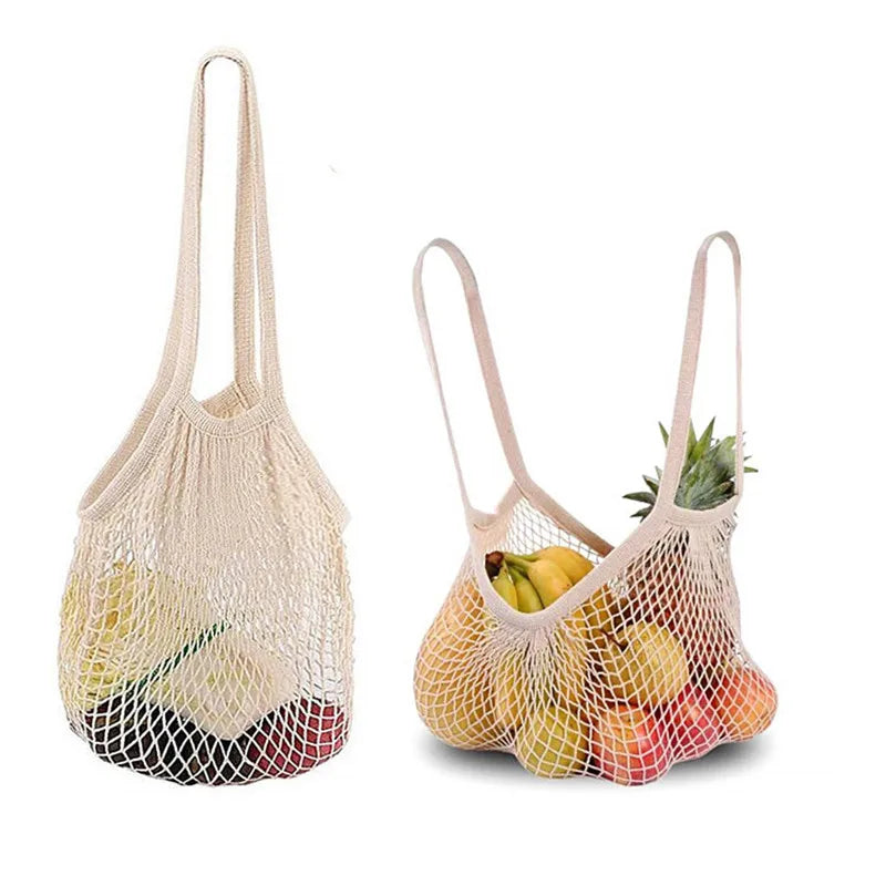 Reusable cotton mesh shopping bags
