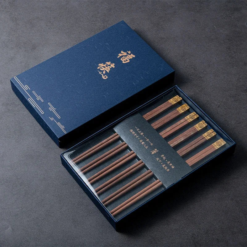 High Quality Premium Natural Red SandalWood Chopsticks Gift Box Packaging Household Cutlery Tableware Set Chinese Chopsticks