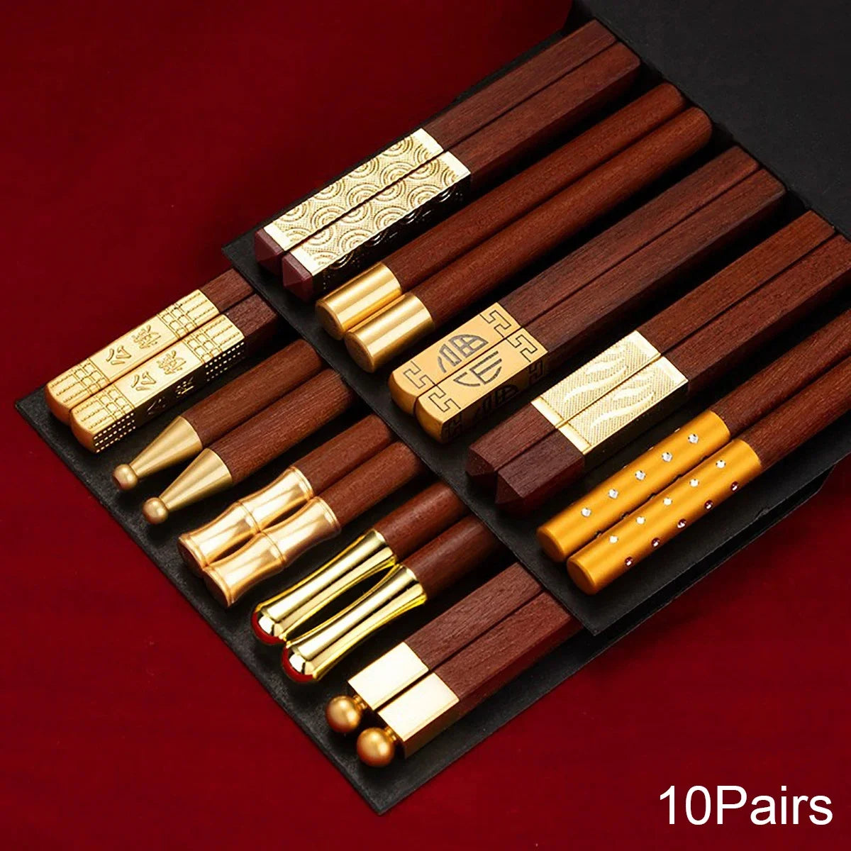 Multi-size chopstick gift sets in red packaging