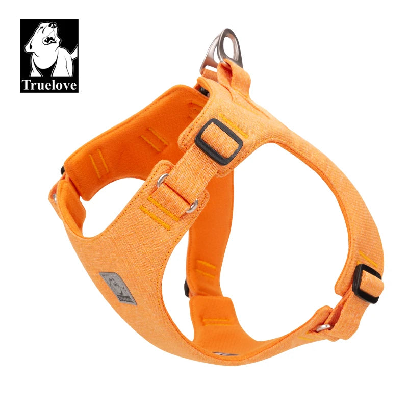 Truelove recycled pet harness in eco-friendly orange color, high quality no-pull design