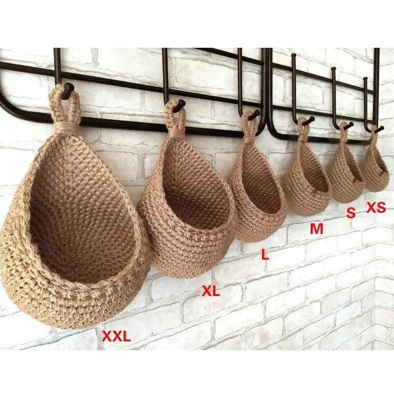 Size guide showing large and medium hanging wicker baskets