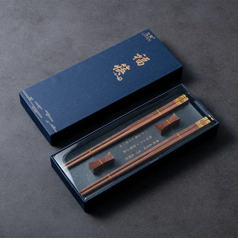 High Quality Premium Natural Red SandalWood Chopsticks Gift Box Packaging Household Cutlery Tableware Set Chinese Chopsticks
