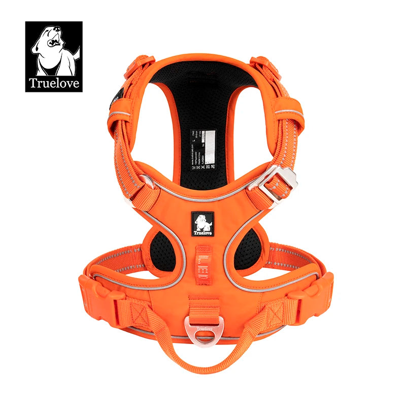 Truelove orange dog harness – front view on white background