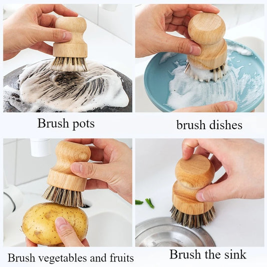 Multi-use kitchen cleaning brush for pots, dishes, and vegetables
