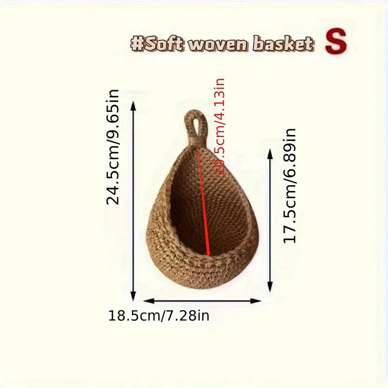 Size guide showing large and medium hanging wicker baskets