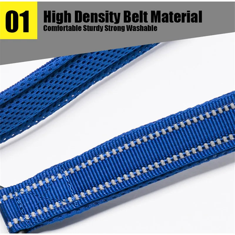 High density nylon leash material with reflective stitching