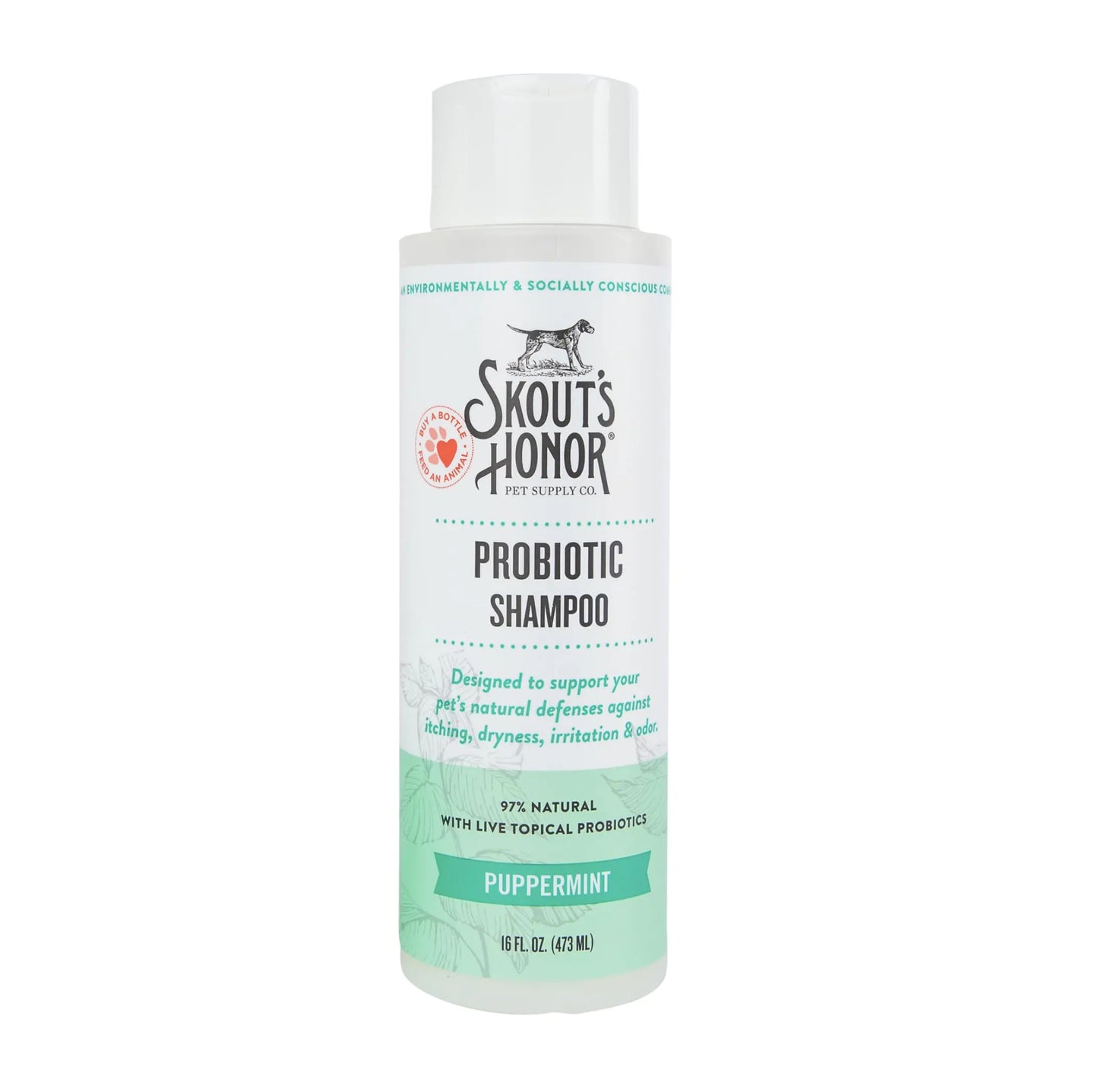 Skout’s Honor Probiotic Dog Shampoo in Puppermint scent on eco-friendly