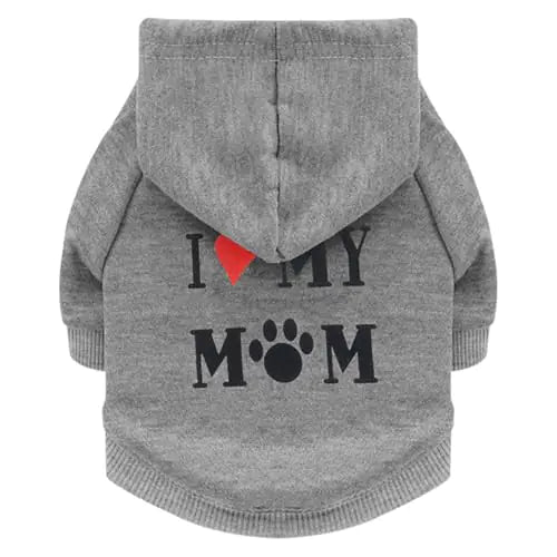 Eco-friendly dog hoodie with I Love My Mom design