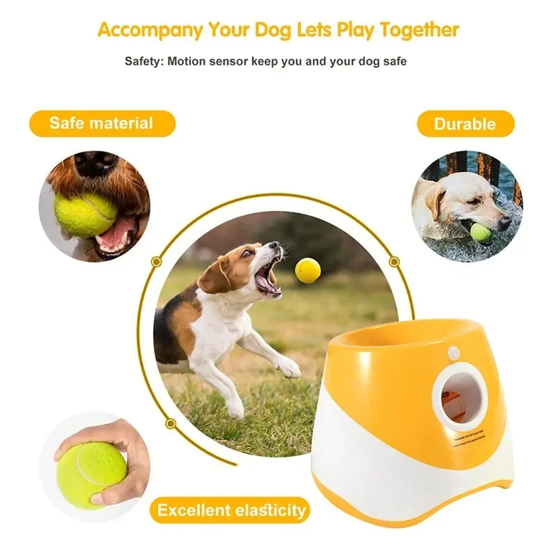 Automatic dog tennis ball launcher with rechargeable feature for small and medium dogs