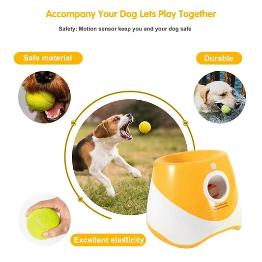 Automatic dog tennis ball launcher with rechargeable feature for small and medium dogs