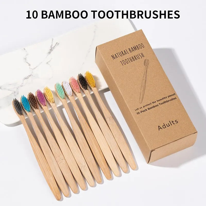 Colorful biodegradable bamboo toothbrush set with recycled box – EcoHome & Paws


