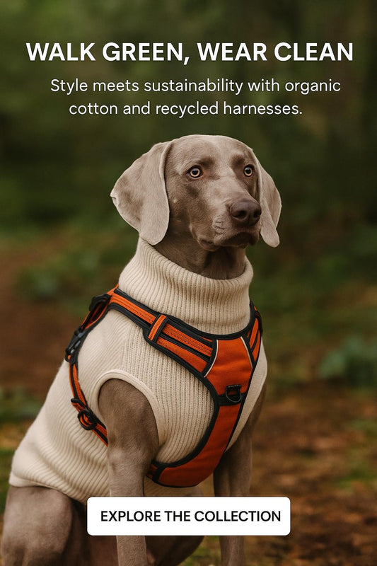 Close-up of reflective stitching on eco-friendly dog harness

